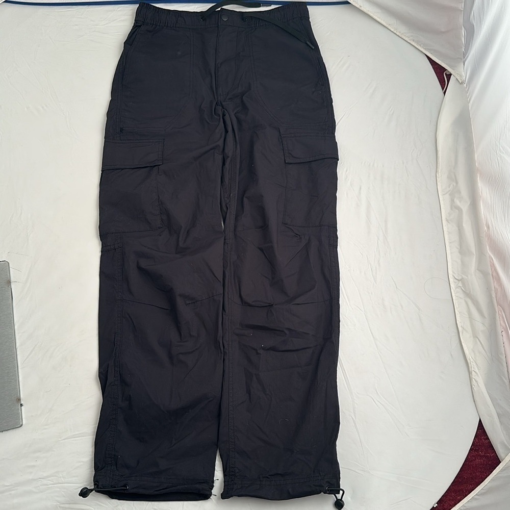 HM black regular fit cargo pants with toggle at bottom